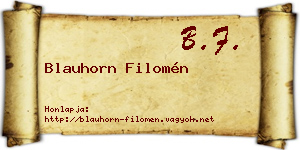 Blauhorn Filomén névjegykártya